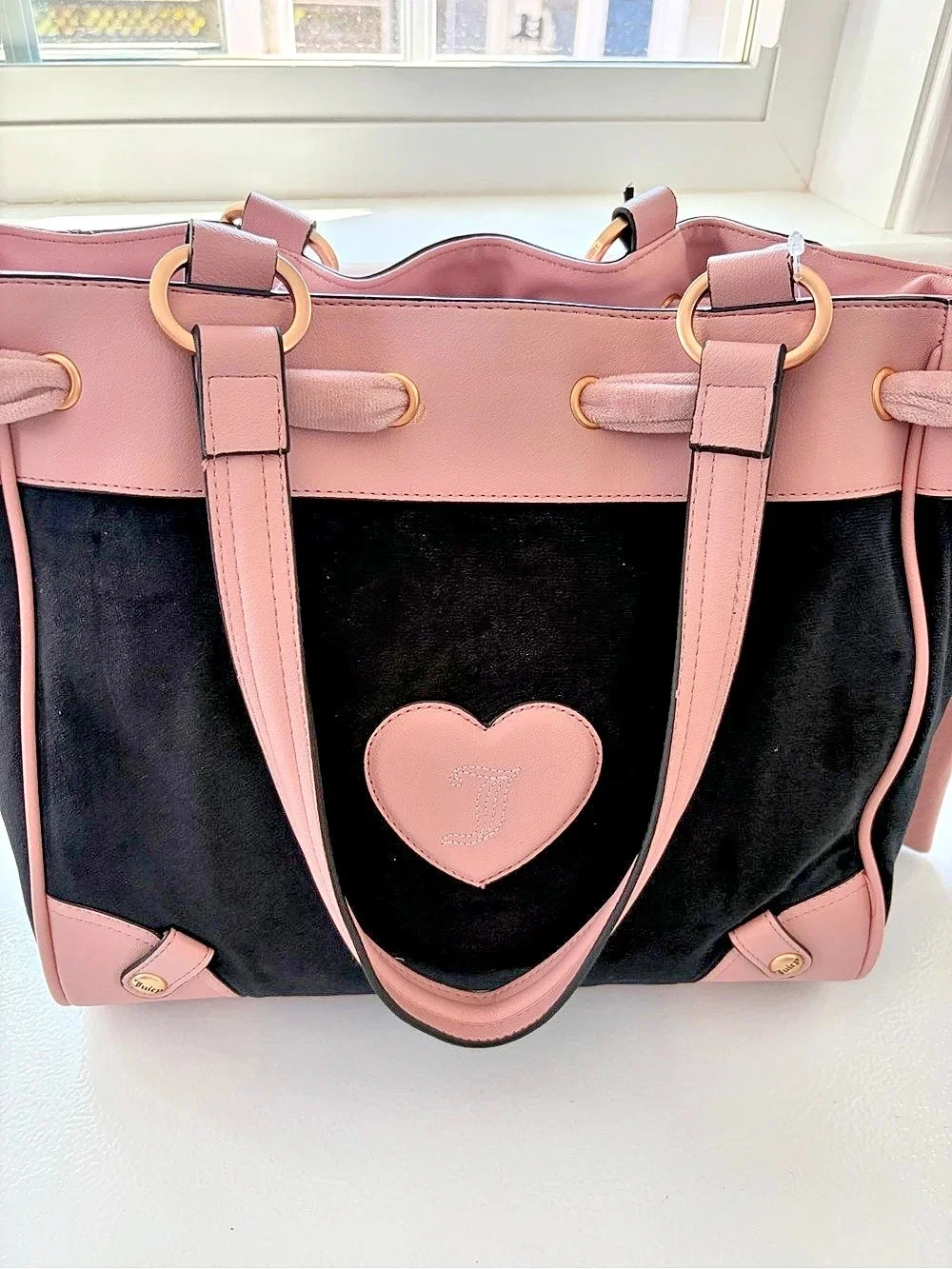Juicy Couture Crown Tote Pink & Black NWT